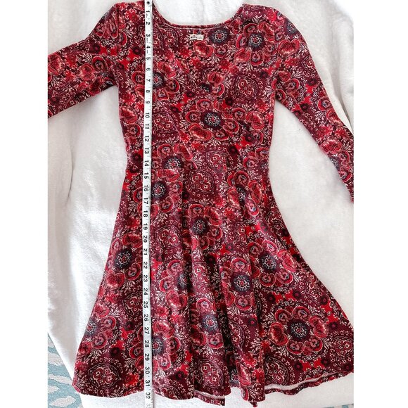 Hollister V Neck Faux Wrap Bohemian Style Floral Skater Sundress - Picture 3 of 8